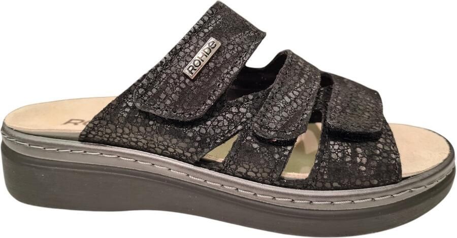 Rohde Slippers 5221 Zwart Verwisselbaar Voetbed