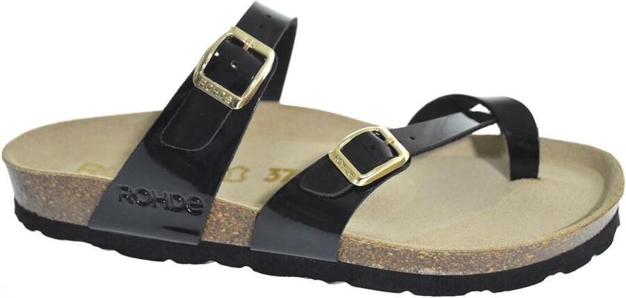 Rohde Teenslippers zacht voetbed Zwart Lak 5594