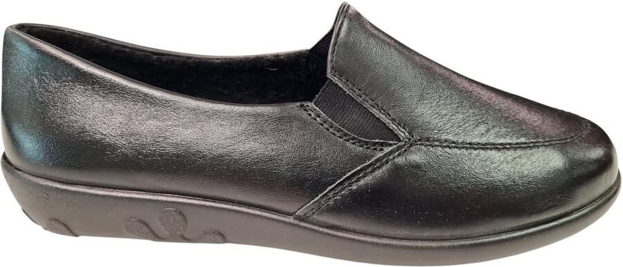 Rohde Zwarte Leren Gesloten Dames pantoffels Zwart