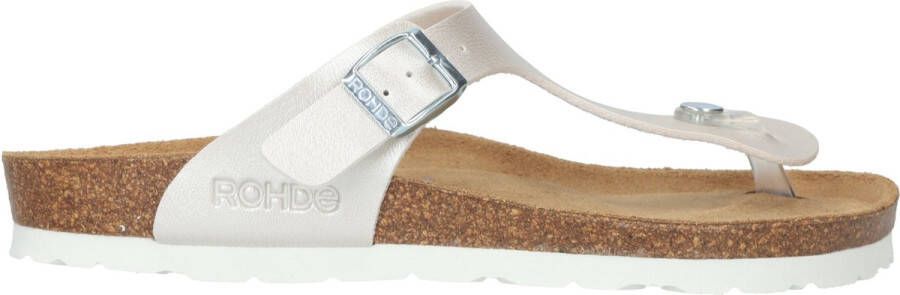 Rohde Leren Teenslippers Dames Wit Metalli