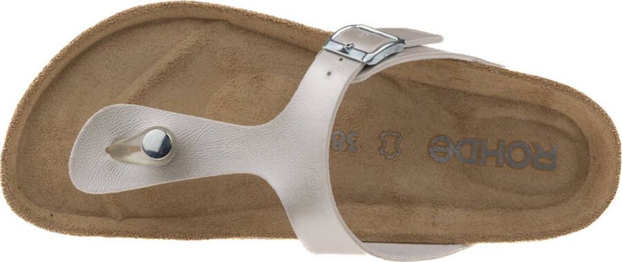 Rohde Leren Teenslippers Dames Wit Metalli