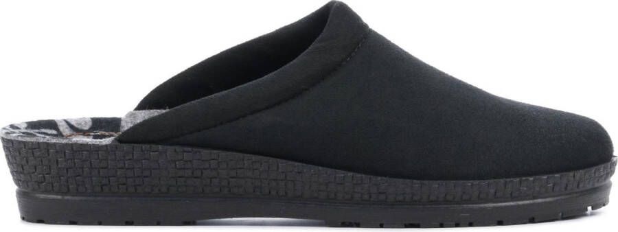 Rohde Pantoffels Dames Sloffen Instappers Canvas Harde zool Open hiel 2291 Zwart
