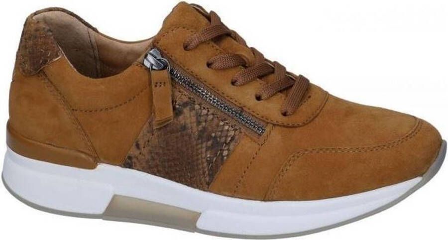 Rollingsoft -Dames cognac caramel sneaker-sportief