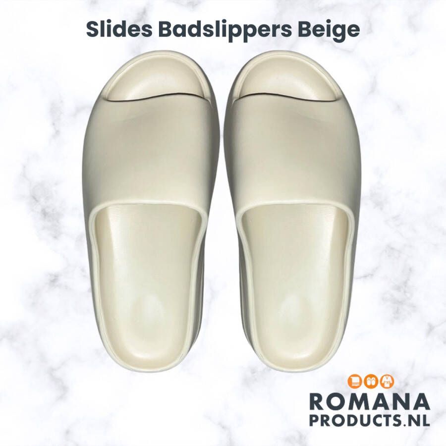 Ro a Products Ro a s Unisex Badslippers Slides Ideaal voor Hotel en Sauna Beige
