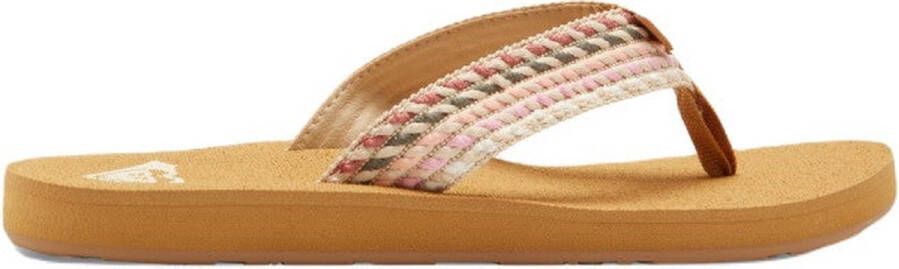 Roxy Porto Rope Teenslippers Natural crazy pink