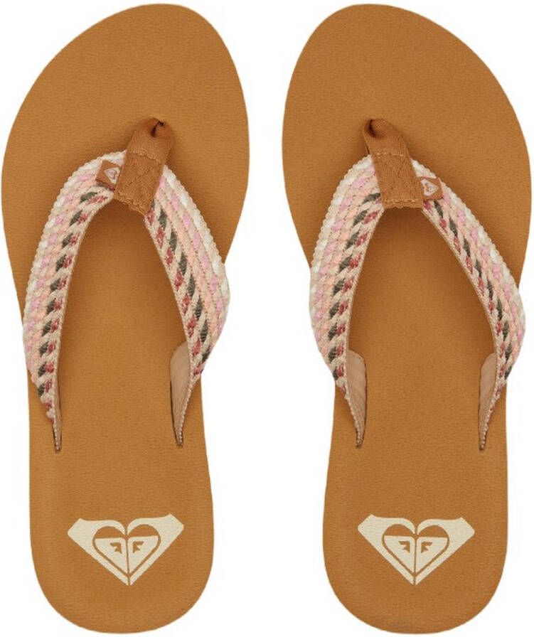 Roxy Porto Rope Teenslippers Natural crazy pink