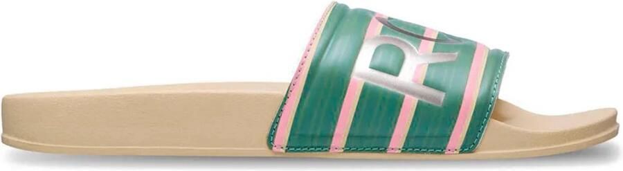 Roxy Slippy Ii Printed Slippers Beige Groen Vrouw