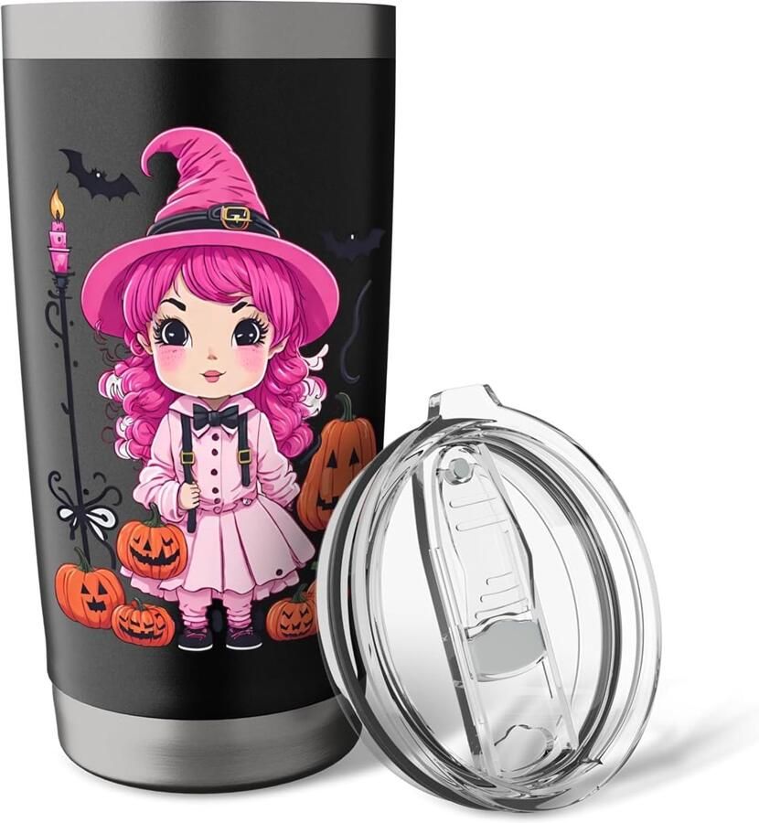 Roze Halloween heks thermobeker