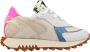 RUN OF Multicolor Leren Sneakers met Roze Fluorescerende Hiel Multicolor Dames - Thumbnail 1