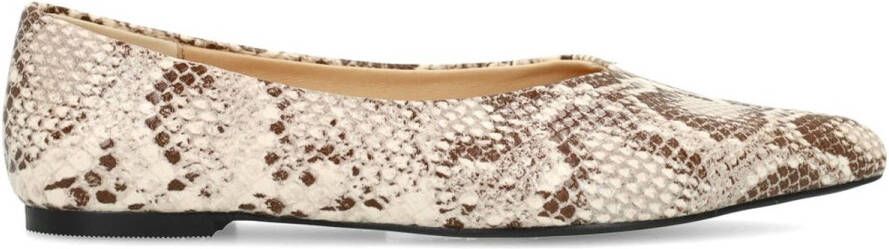 Sacha Dames Beige ballerina's met snake print