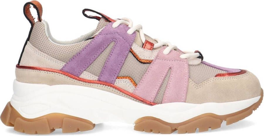 Sacha Dames Beige chunky sneakers met paarse details