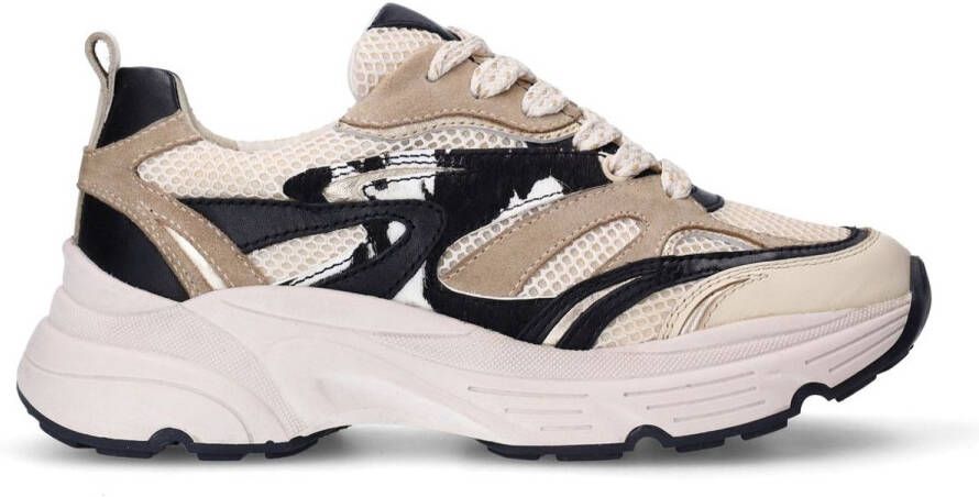 Sacha Dames Beige leren sneakers met cow details
