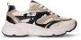 Sacha Dames Beige leren sneakers met cow details - Thumbnail 1