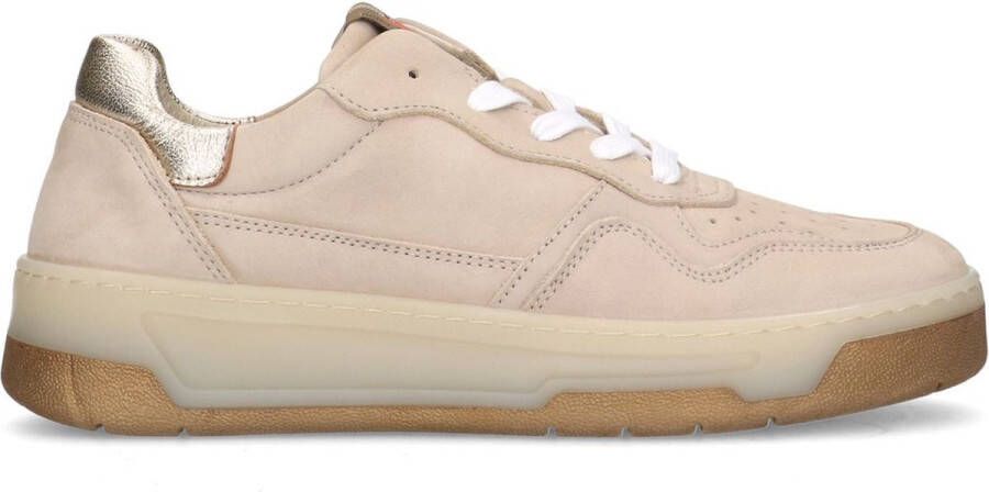 Sacha Dames Beige leren sneakers met goudkleurige details