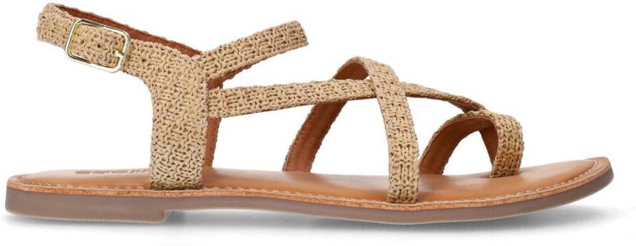 Sacha Dames Beige raffia sandalen met gekruiste bandjes