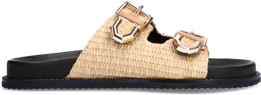Sacha Dames Beige raffia slippers