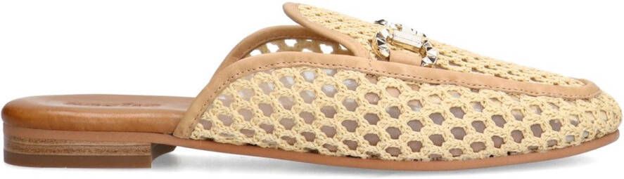 Sacha Dames Beige slip on loafers met goudkleurige chain