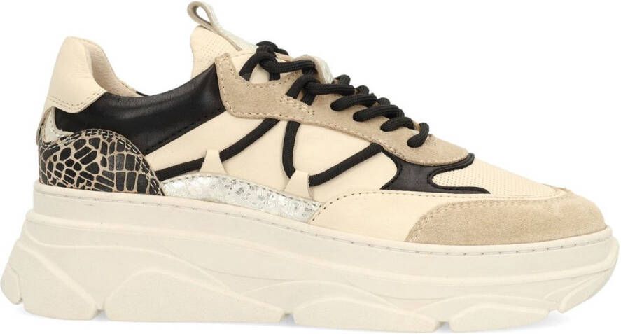 Sacha Dames Beige sneakers met animal print details