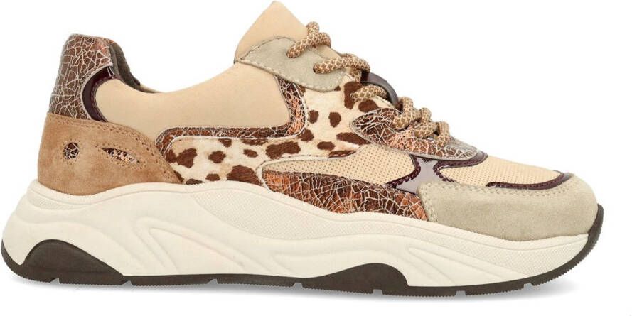 Sacha Dames Beige sneakers met cow print