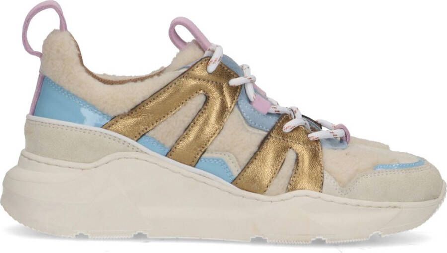 Sacha Dames Beige sneakers met gekleurde en fluffy detail