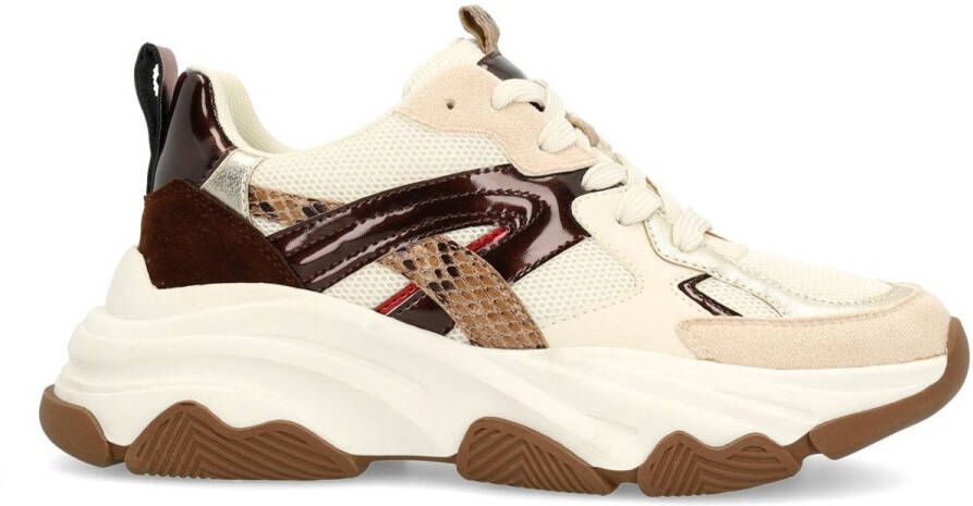 Sacha Dames Beige sneakers met snake print details