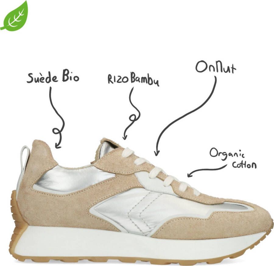Sacha Dames Beige sneakers met zilverkleurige details
