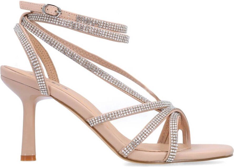 Sacha Dames Beige strass sandalen met hak
