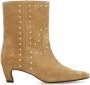 Sacha Dames Beige suède enkellaarsjes met goudkleurige studs - Thumbnail 2