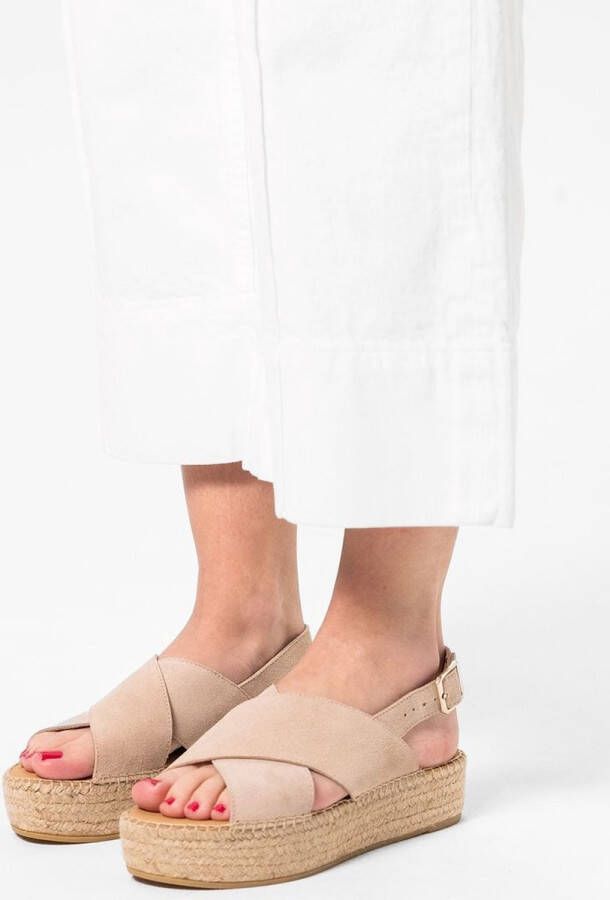 Sacha Dames Beige suède plateau sandalen