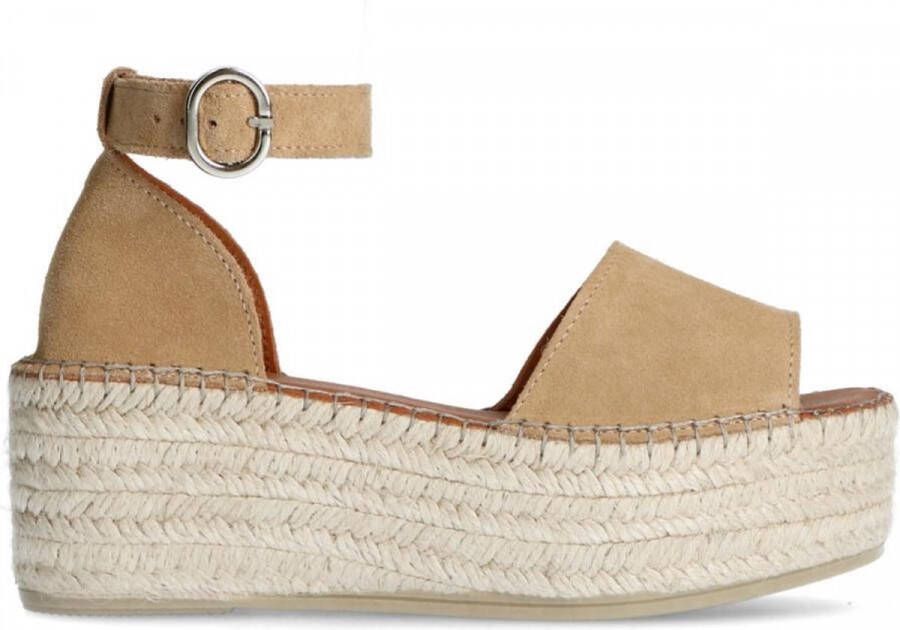 Sacha Dames Beige suède plateau sandalen - Schoenen.nl
