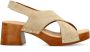 Sacha Dames Beige suède sandalen met houten hak - Thumbnail 2