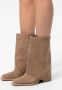 Sacha Dames Beige suède western enkellaarsjes met flap - Thumbnail 2