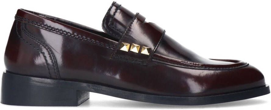 Sacha Dames Bordeaux leren loafers met studs