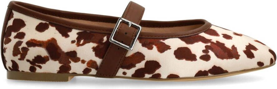 Sacha Dames Bruine cow print ballerina's