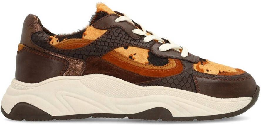 Sacha Dames Bruine sneakers met cow print