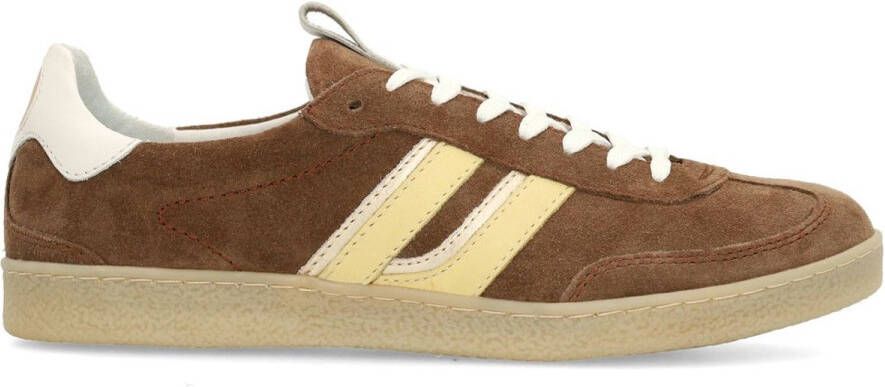 Sacha Dames Bruine suède sneakers met gele details