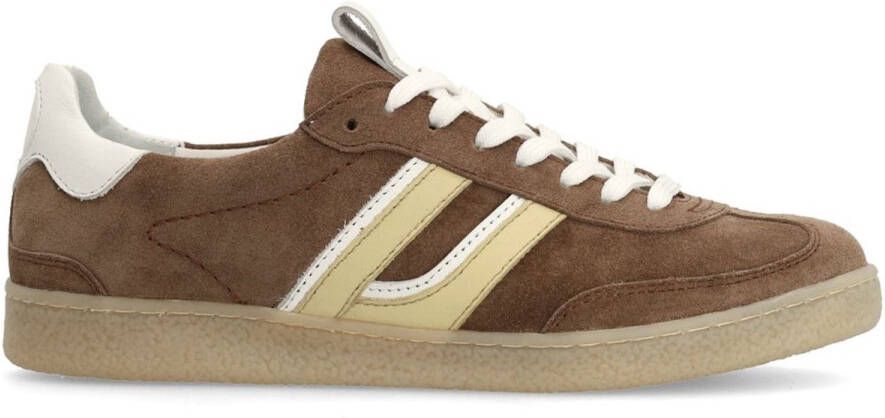 Sacha Dames Bruine suède sneakers met gele details