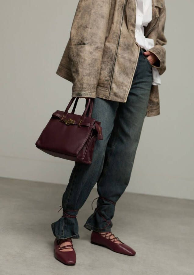 Sacha Dames Burgundy leren ballerina's met veters