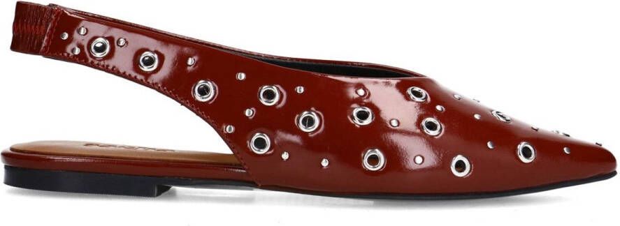 Sacha Dames Burgundy leren slingbacks met zilverkleurige studs