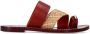 Sacha Dames Burgundy leren slippers met goudkleurig detail - Thumbnail 2