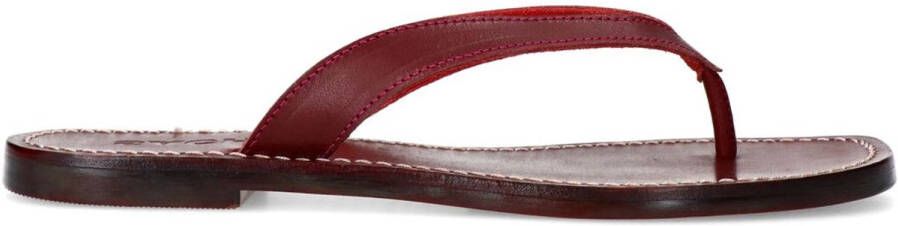 Sacha Dames Burgundy leren teenslippers