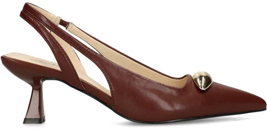 Sacha Dames Burgundy slingback pumps met goudkleurig detail