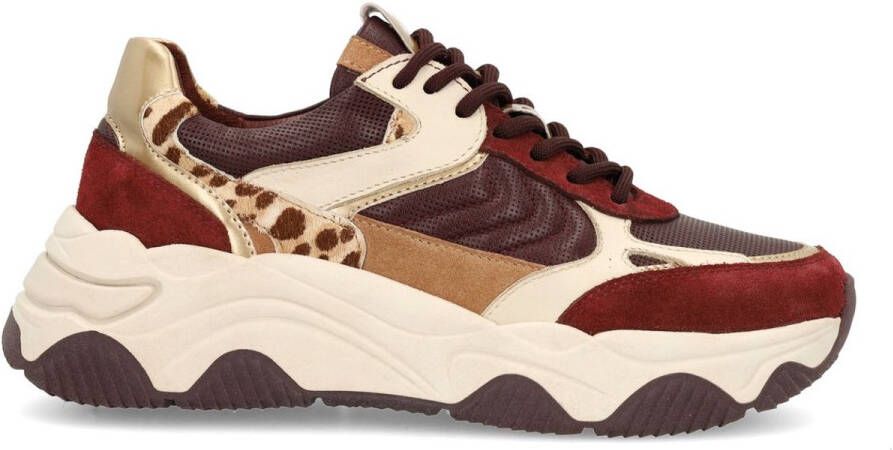 Sacha Dames Burgundy sneakers met leopard details