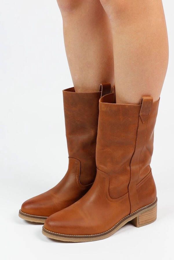 Sacha Dames Cognac leren laarzen