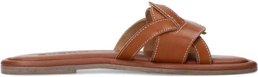 Sacha Dames Cognac leren slippers