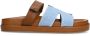 Sacha Dames Cognac leren slippers met denim details - Thumbnail 2