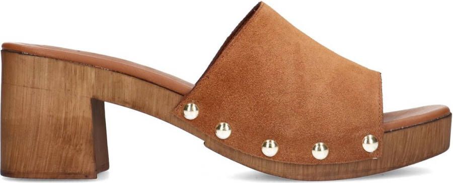 Sacha Dames Cognac su�de muiltjes met houten hak - Foto 1