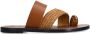 Sacha Dames Congac leren slippers met goudkleurig detail - Thumbnail 2