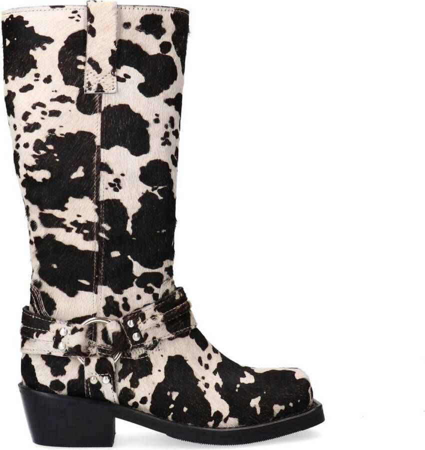 Sacha Dames Cowprint suède bikerboots