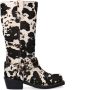 Sacha leren bikerboots met koeienprint zwart - Thumbnail 2